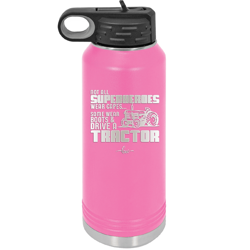 Not All Superheroes Wear Capes Boots Tractor - Laser Engraved Stainless Steel Drinkware - 1393 -