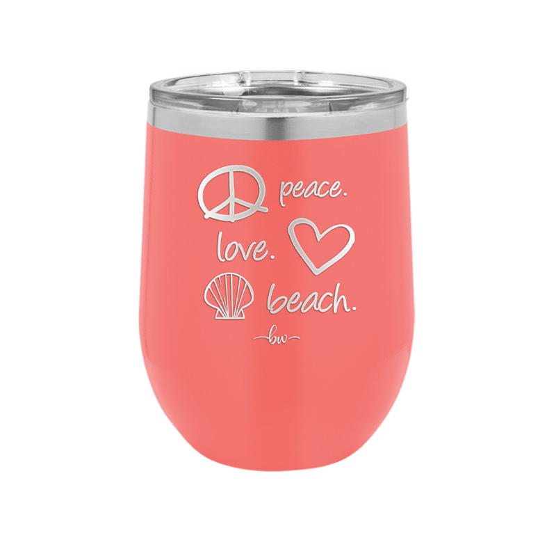 Peace Love Beach - Laser Engraved Stainless Steel Drinkware - 1463 -