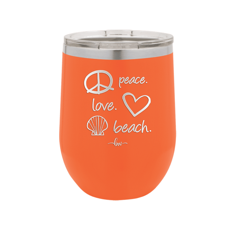 Peace Love Beach - Laser Engraved Stainless Steel Drinkware - 1463 -