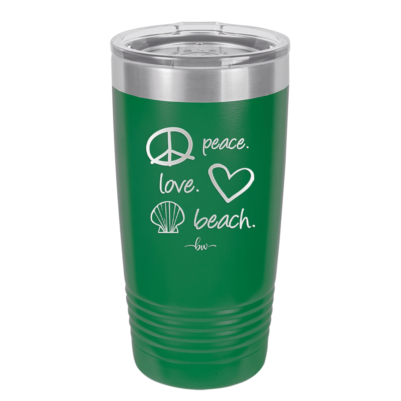 Peace Love Beach - Laser Engraved Stainless Steel Drinkware - 1463 -