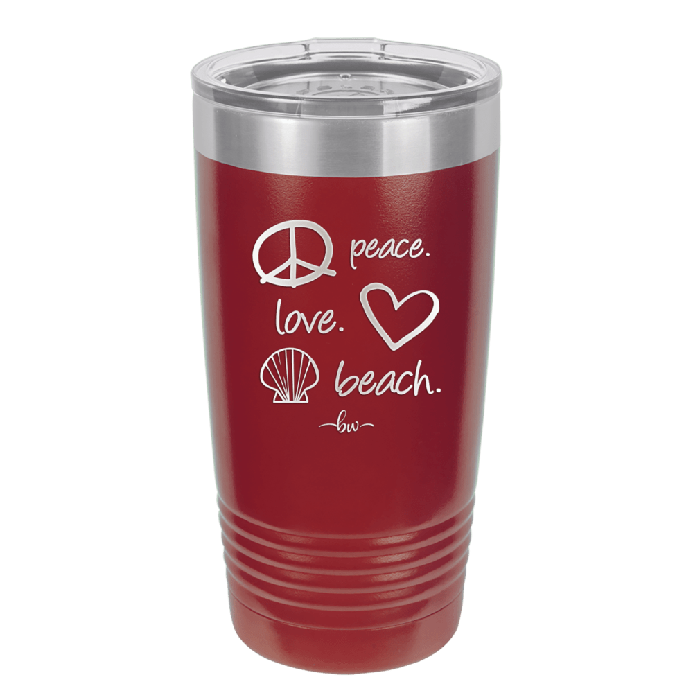 Peace Love Beach - Laser Engraved Stainless Steel Drinkware - 1463 -