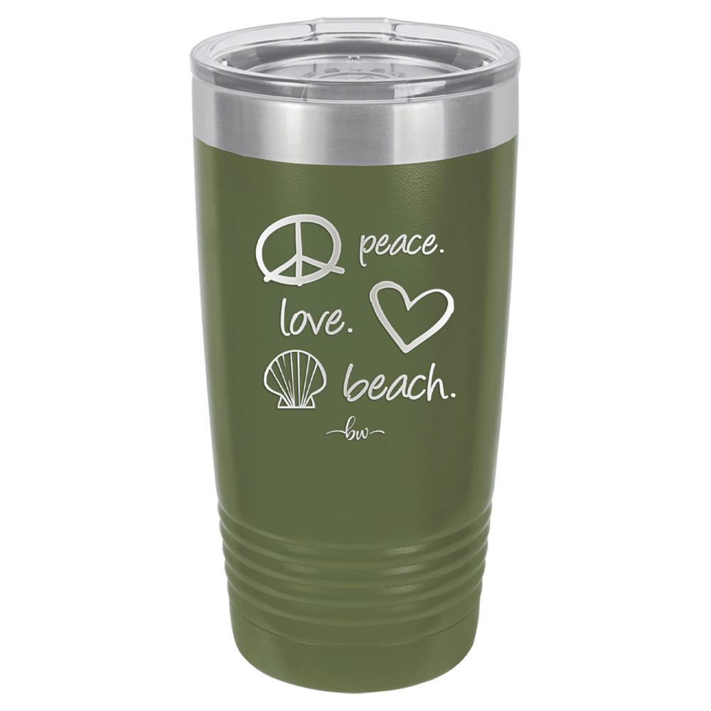 Peace Love Beach - Laser Engraved Stainless Steel Drinkware - 1463 -