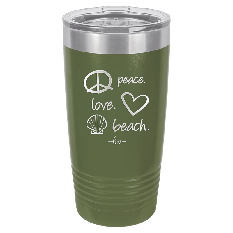 Peace Love Beach - Laser Engraved Stainless Steel Drinkware - 1463 -