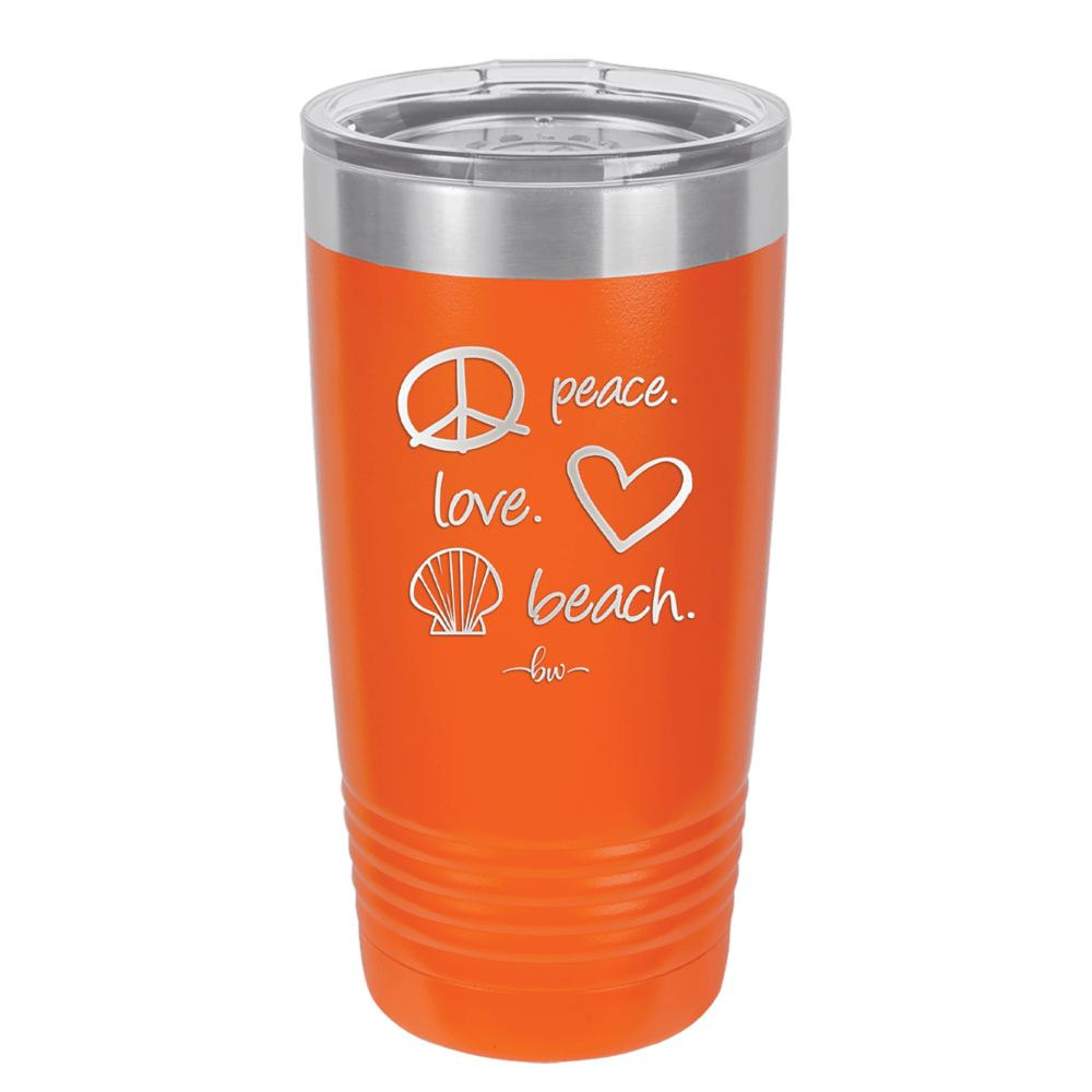 Peace Love Beach - Laser Engraved Stainless Steel Drinkware - 1463 -