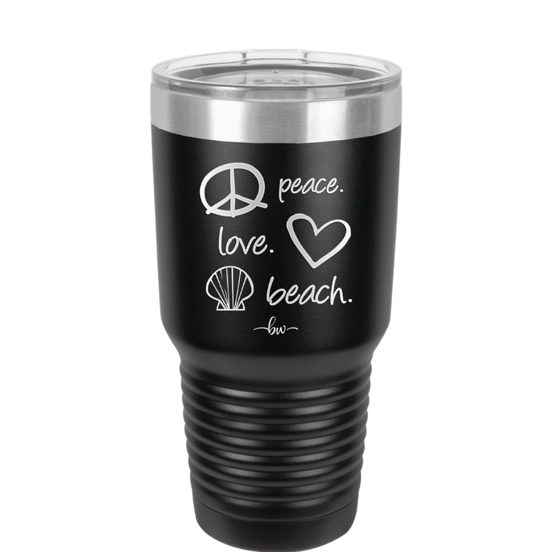 Peace Love Beach - Laser Engraved Stainless Steel Drinkware - 1463 -