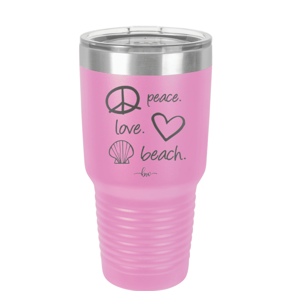 Peace Love Beach - Laser Engraved Stainless Steel Drinkware - 1463 -