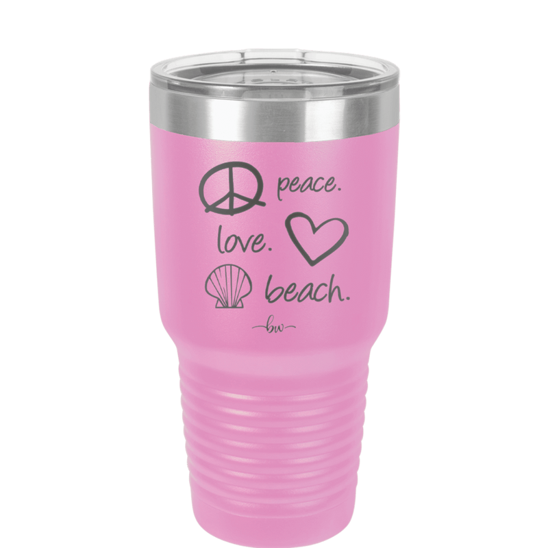Peace Love Beach - Laser Engraved Stainless Steel Drinkware - 1463 -