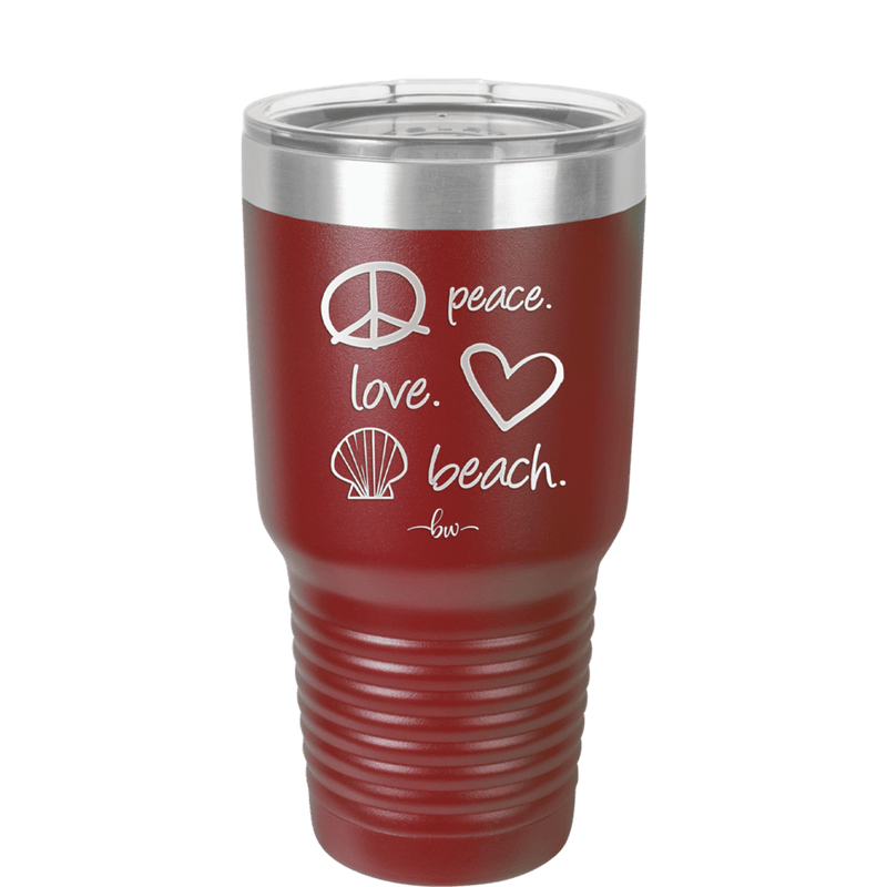 Peace Love Beach - Laser Engraved Stainless Steel Drinkware - 1463 -