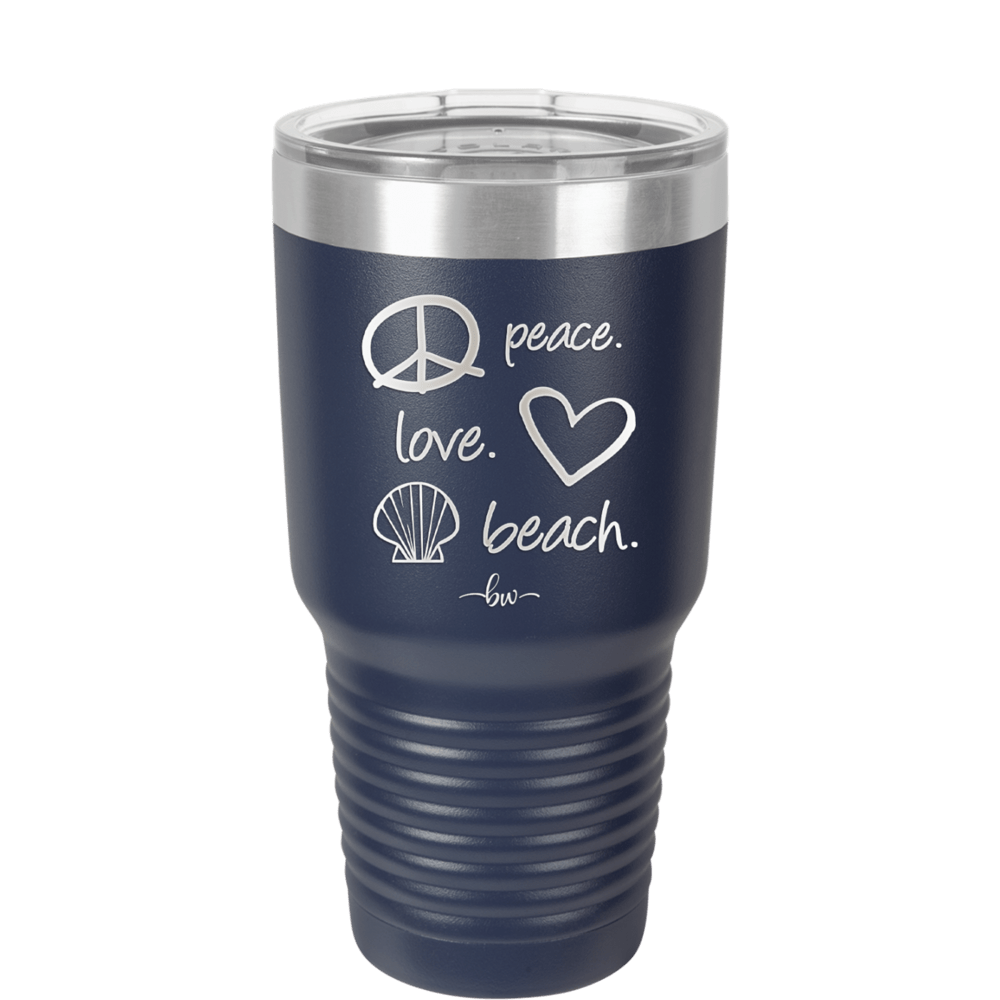 Peace Love Beach - Laser Engraved Stainless Steel Drinkware - 1463 -
