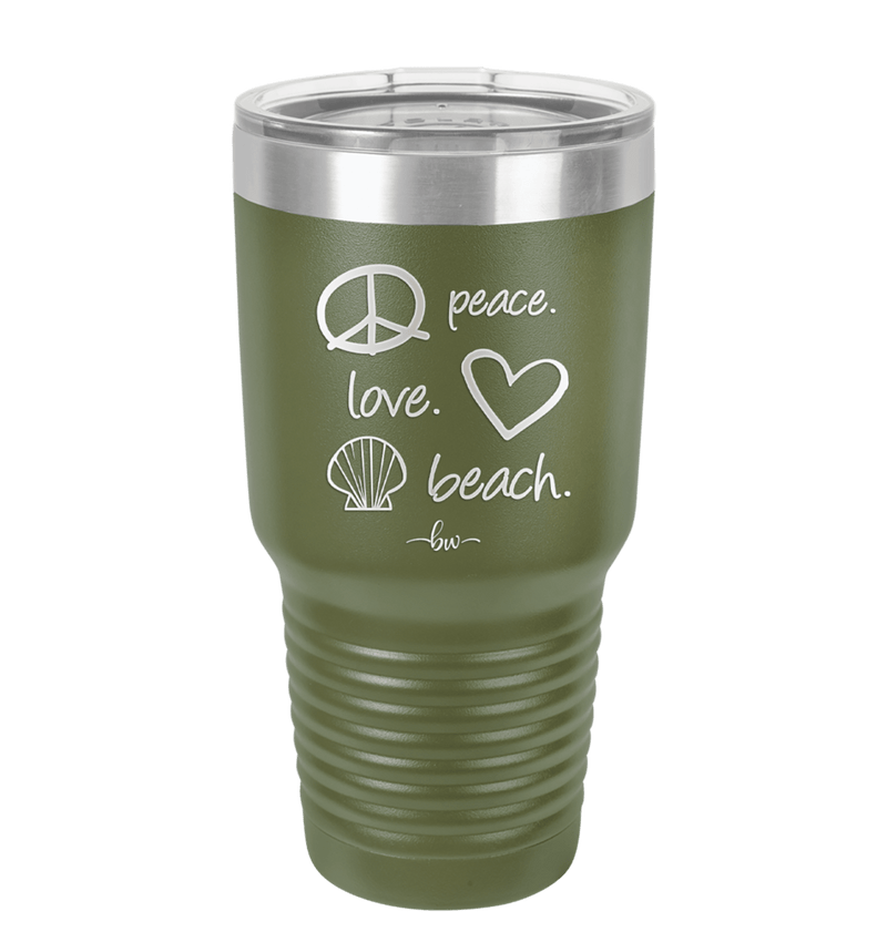 Peace Love Beach - Laser Engraved Stainless Steel Drinkware - 1463 -