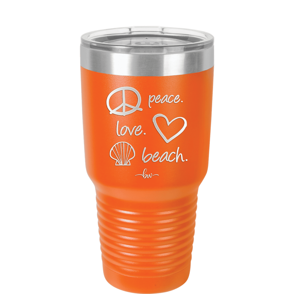 Peace Love Beach - Laser Engraved Stainless Steel Drinkware - 1463 -