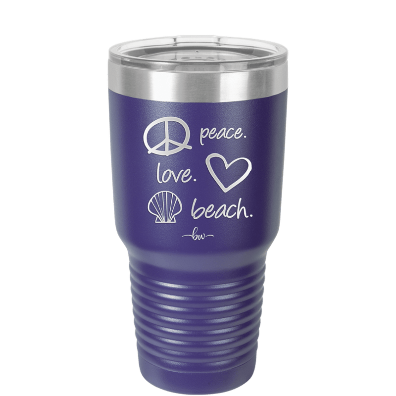 Peace Love Beach - Laser Engraved Stainless Steel Drinkware - 1463 -