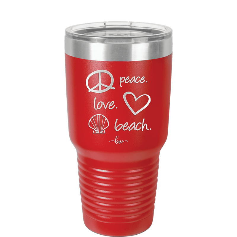Peace Love Beach - Laser Engraved Stainless Steel Drinkware - 1463 -