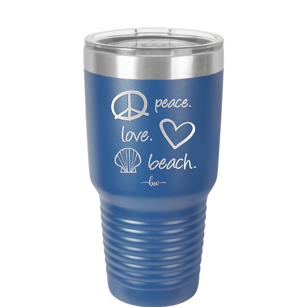 Peace Love Beach - Laser Engraved Stainless Steel Drinkware - 1463 -