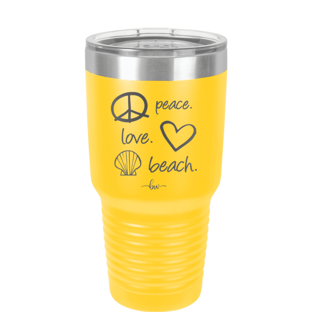 Peace Love Beach - Laser Engraved Stainless Steel Drinkware - 1463 -