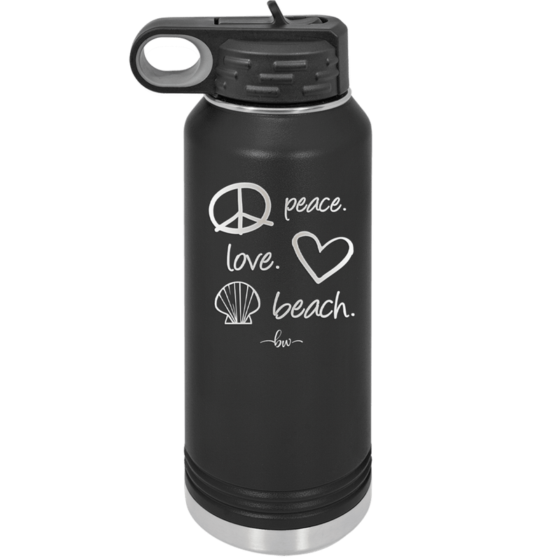 Peace Love Beach - Laser Engraved Stainless Steel Drinkware - 1463 -