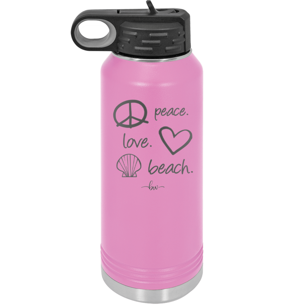 Peace Love Beach - Laser Engraved Stainless Steel Drinkware - 1463 -