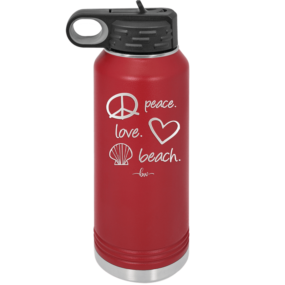 Peace Love Beach - Laser Engraved Stainless Steel Drinkware - 1463 -