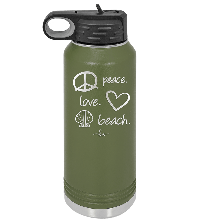 Peace Love Beach - Laser Engraved Stainless Steel Drinkware - 1463 -