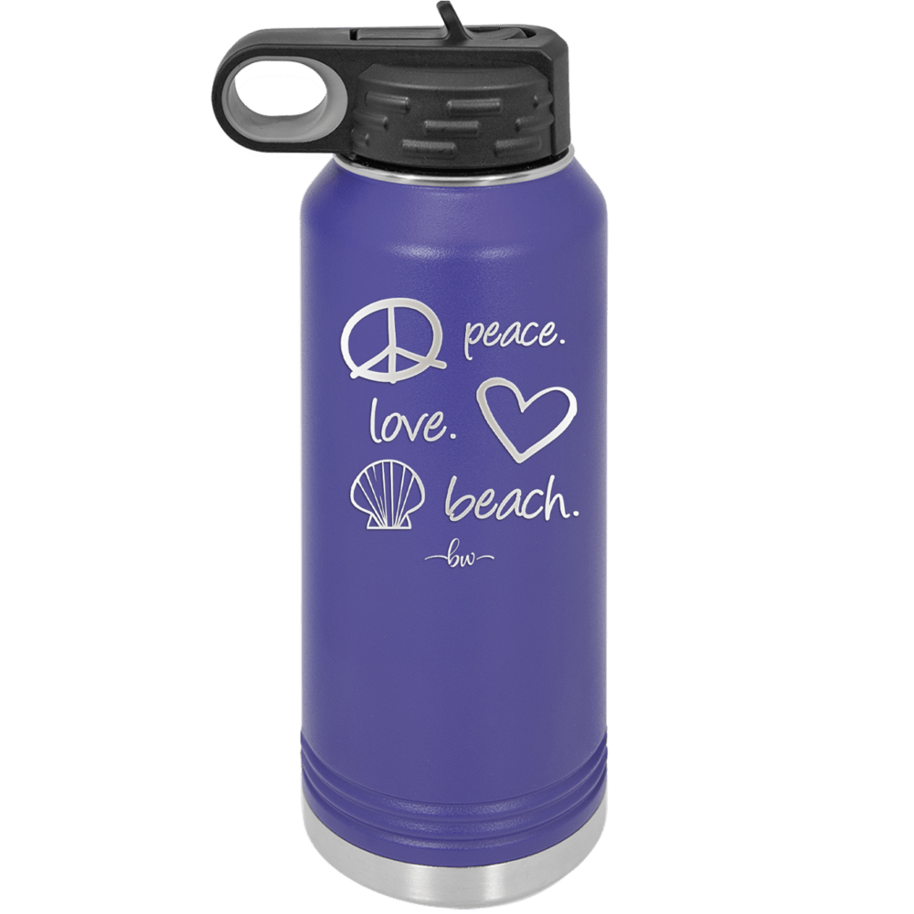 Peace Love Beach - Laser Engraved Stainless Steel Drinkware - 1463 -