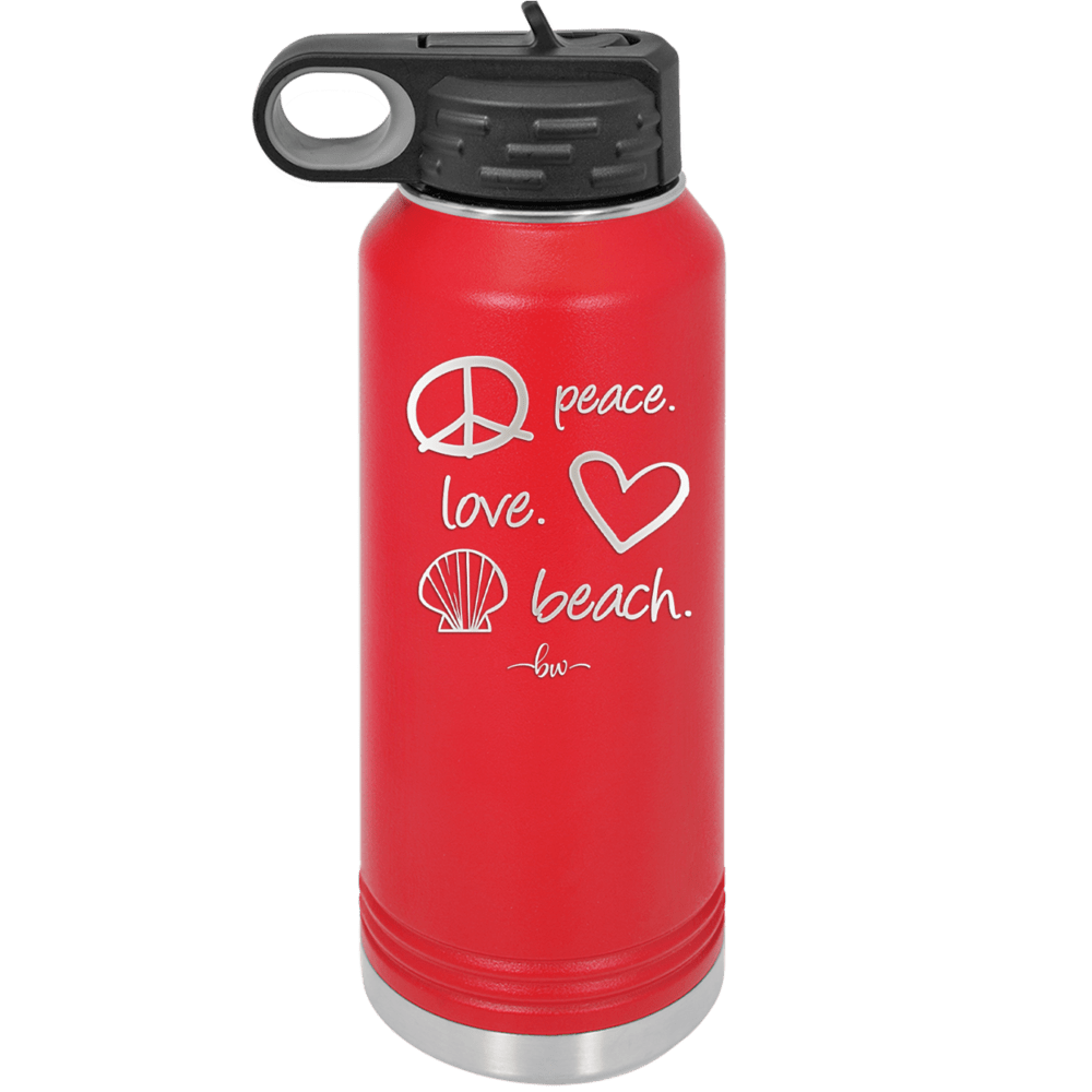 Peace Love Beach - Laser Engraved Stainless Steel Drinkware - 1463 -