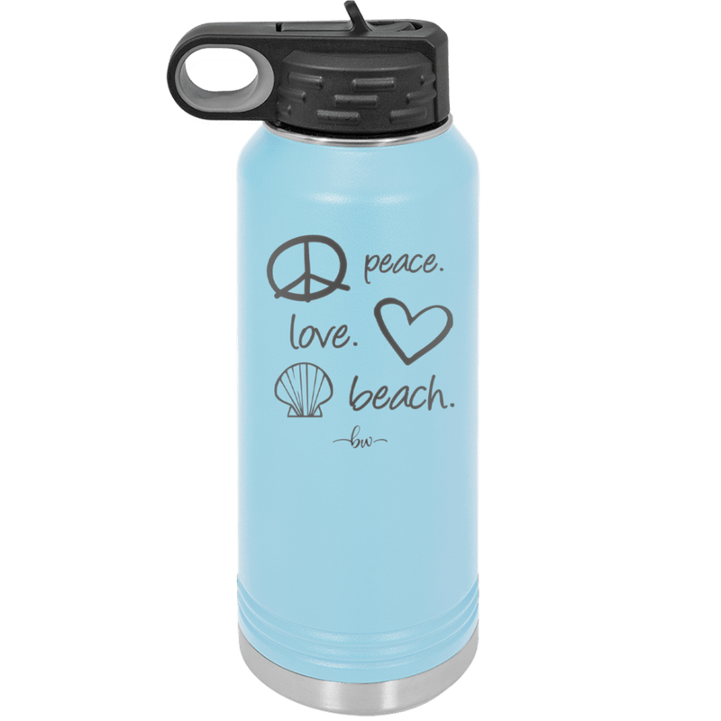 Peace Love Beach - Laser Engraved Stainless Steel Drinkware - 1463 -