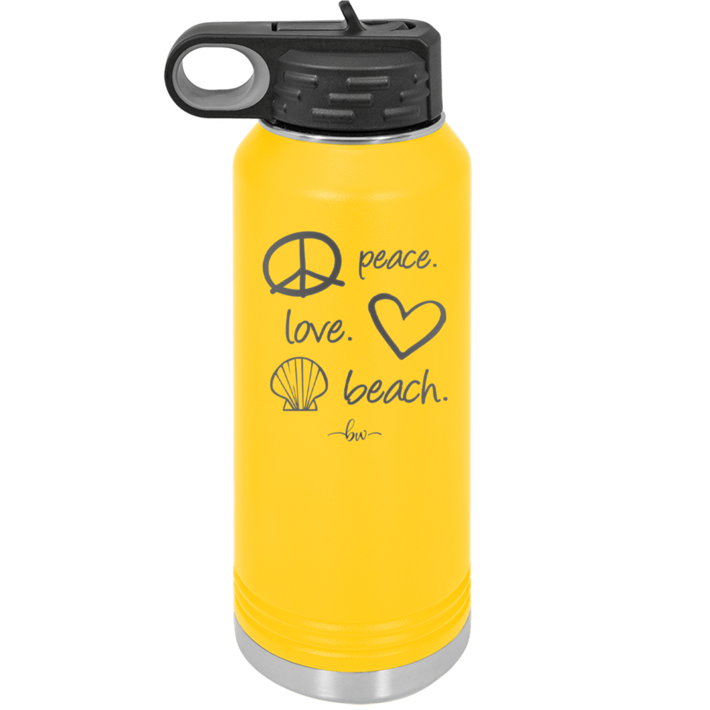 Peace Love Beach - Laser Engraved Stainless Steel Drinkware - 1463 -