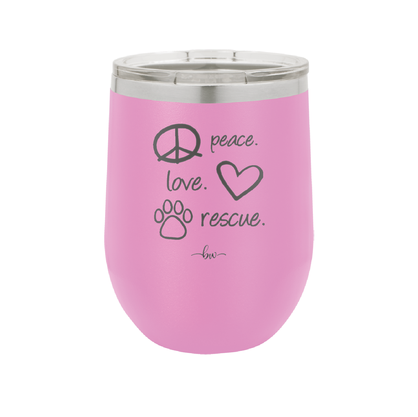 Peace. Love. Rescue. - Laser Engraved Stainless Steel Drinkware - 1011 -