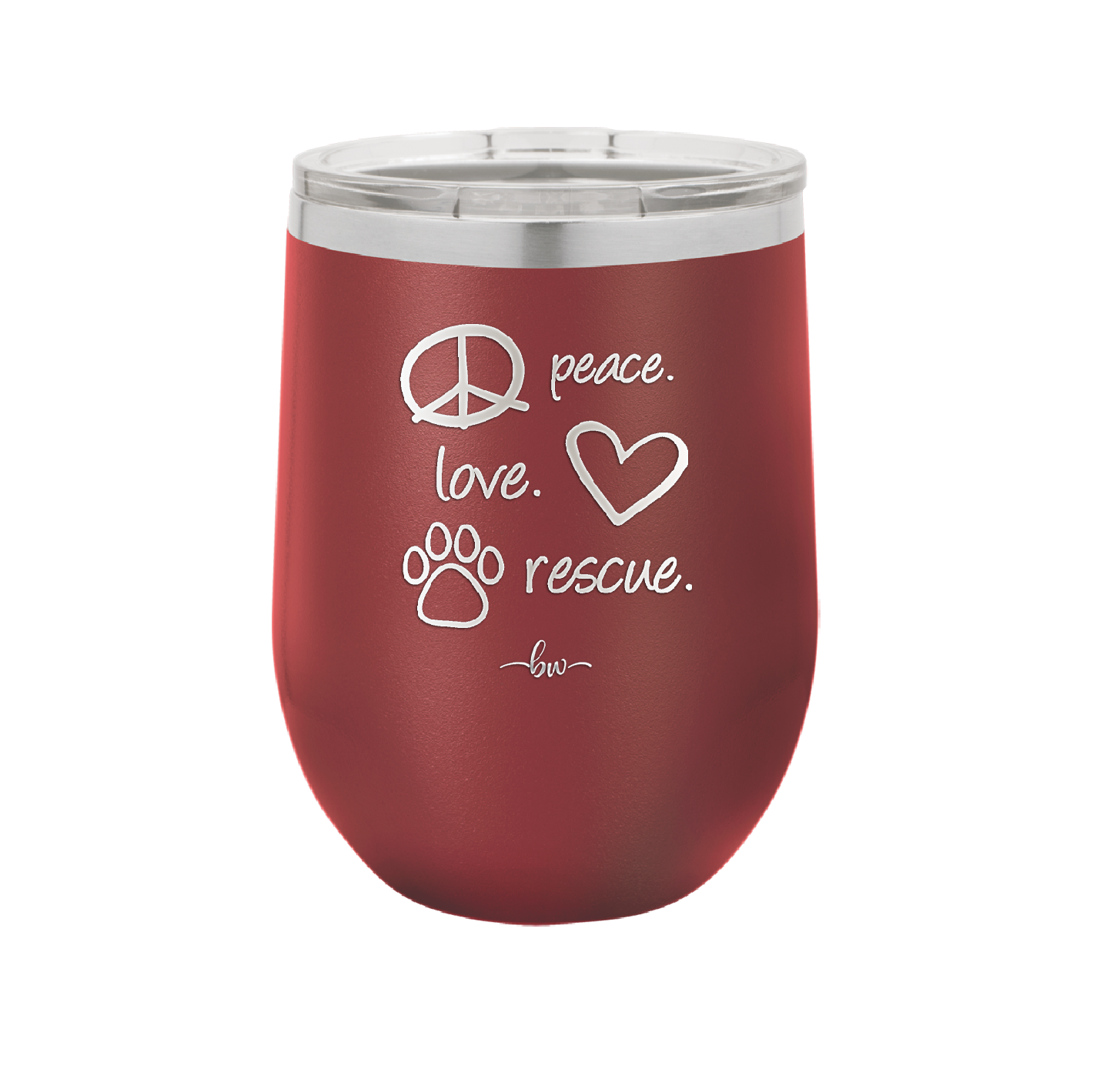 Peace. Love. Rescue. - Laser Engraved Stainless Steel Drinkware - 1011 -
