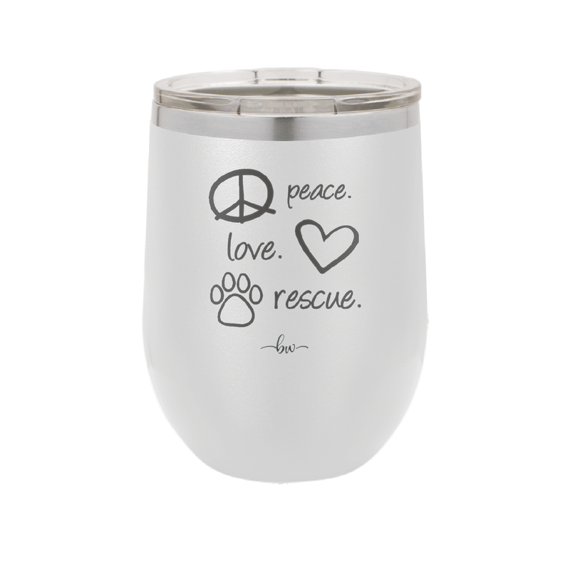 Peace. Love. Rescue. - Laser Engraved Stainless Steel Drinkware - 1011 -