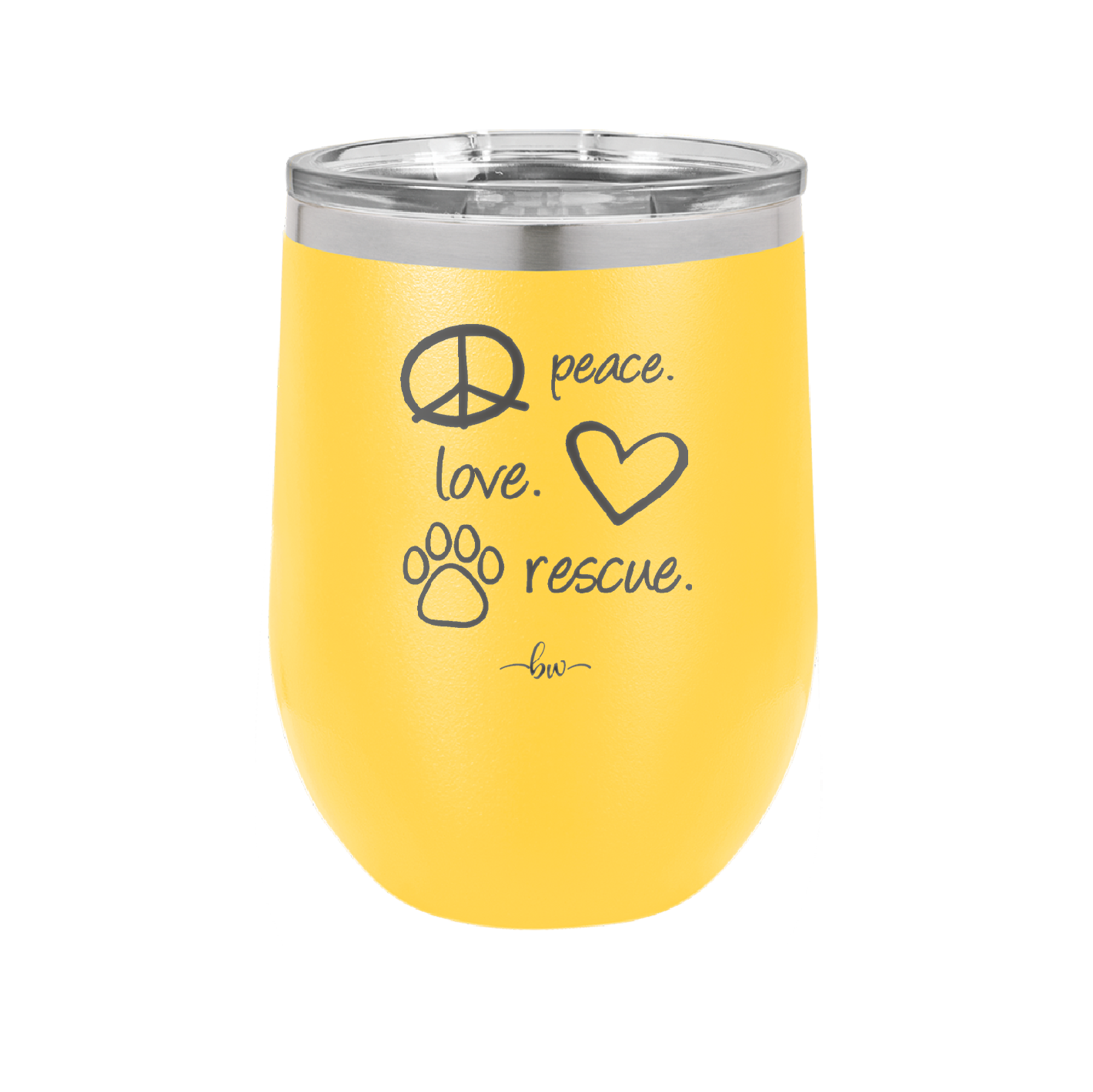 Peace. Love. Rescue. - Laser Engraved Stainless Steel Drinkware - 1011 -