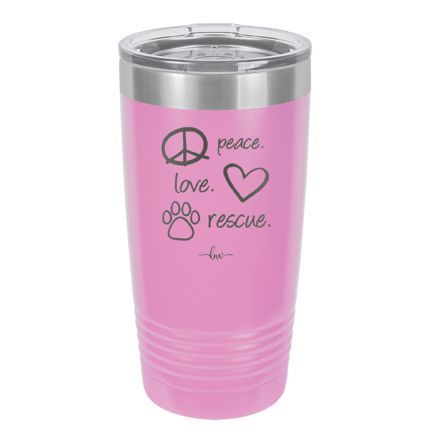 Peace. Love. Rescue. - Laser Engraved Stainless Steel Drinkware - 1011 -