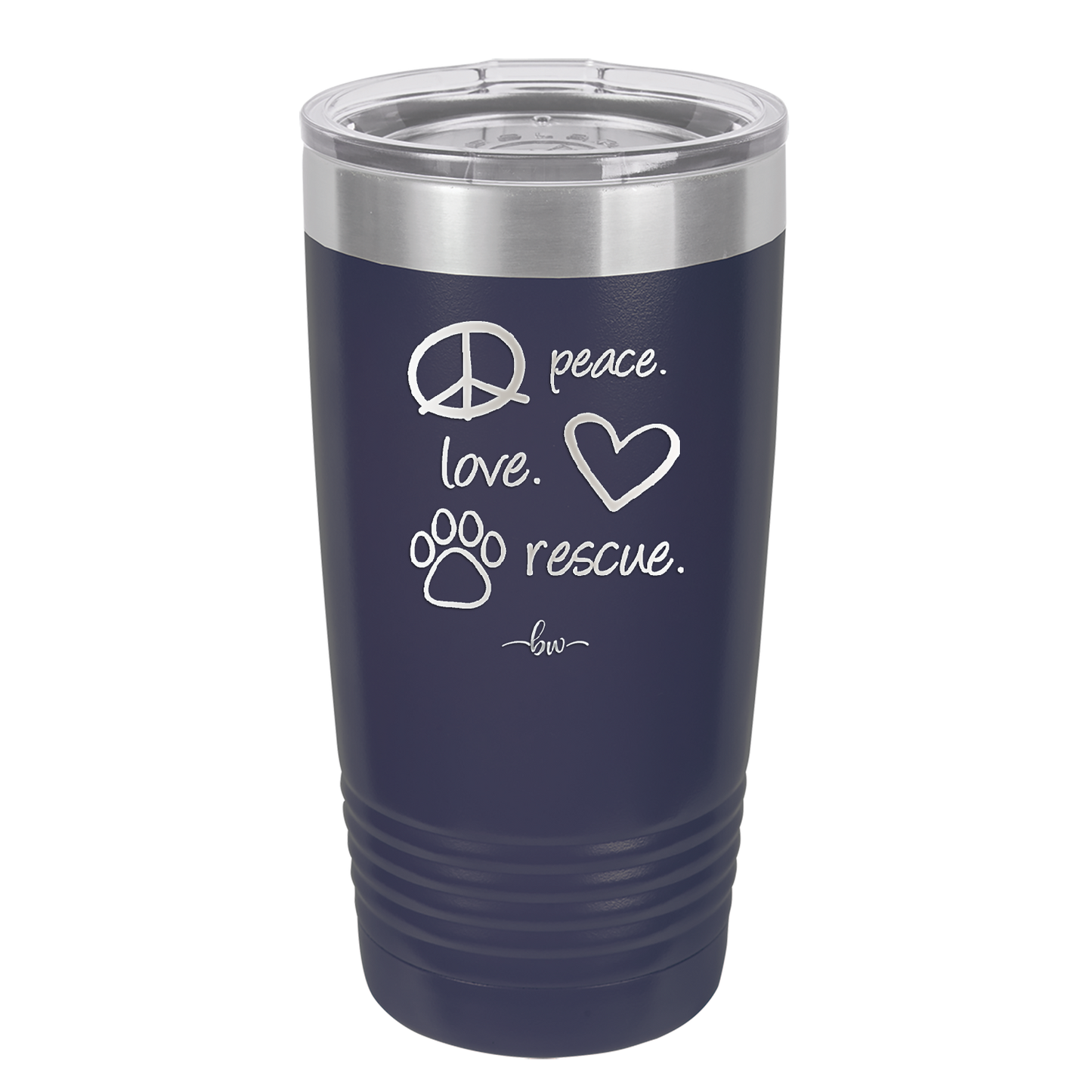 Peace. Love. Rescue. - Laser Engraved Stainless Steel Drinkware - 1011 -