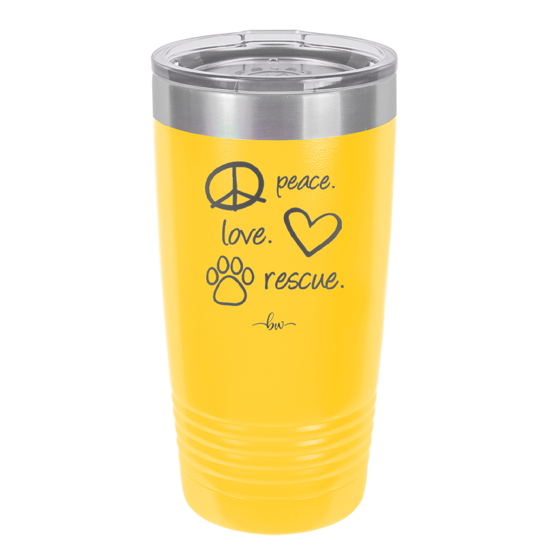 Peace. Love. Rescue. - Laser Engraved Stainless Steel Drinkware - 1011 -