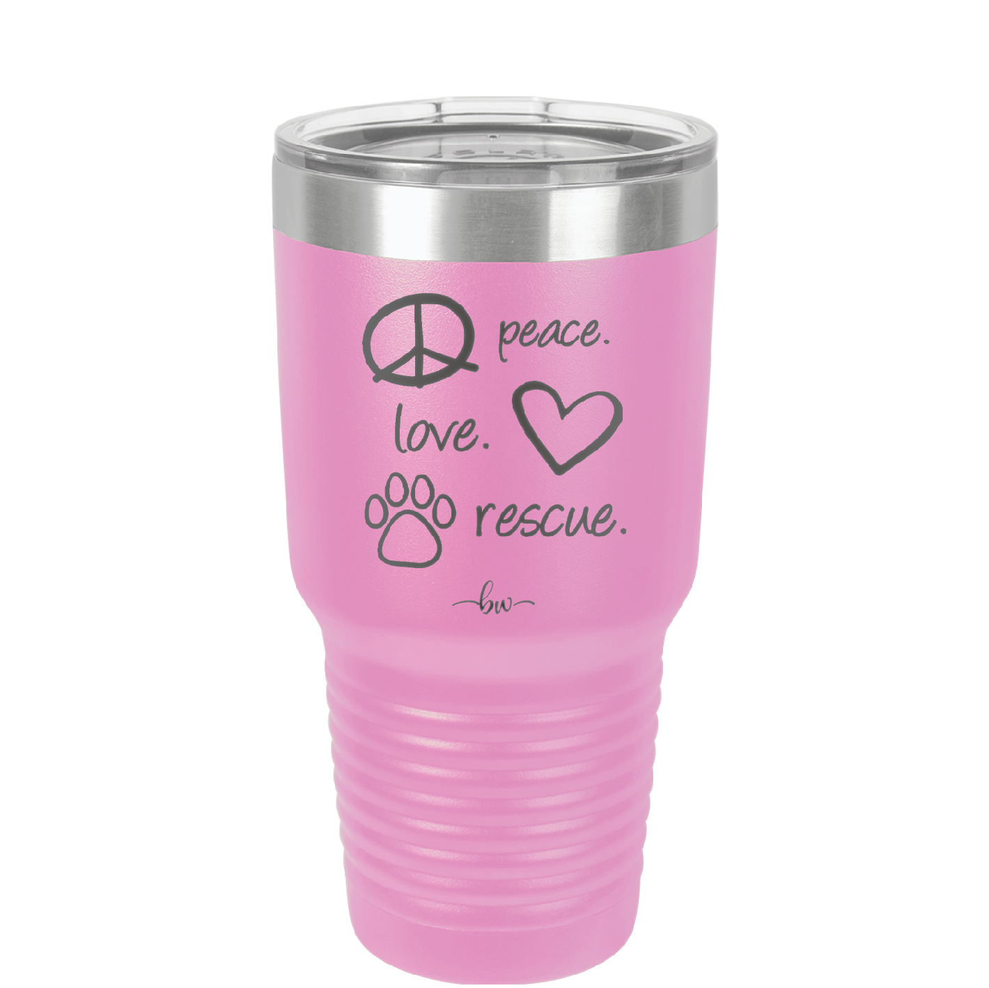 Peace. Love. Rescue. - Laser Engraved Stainless Steel Drinkware - 1011 -