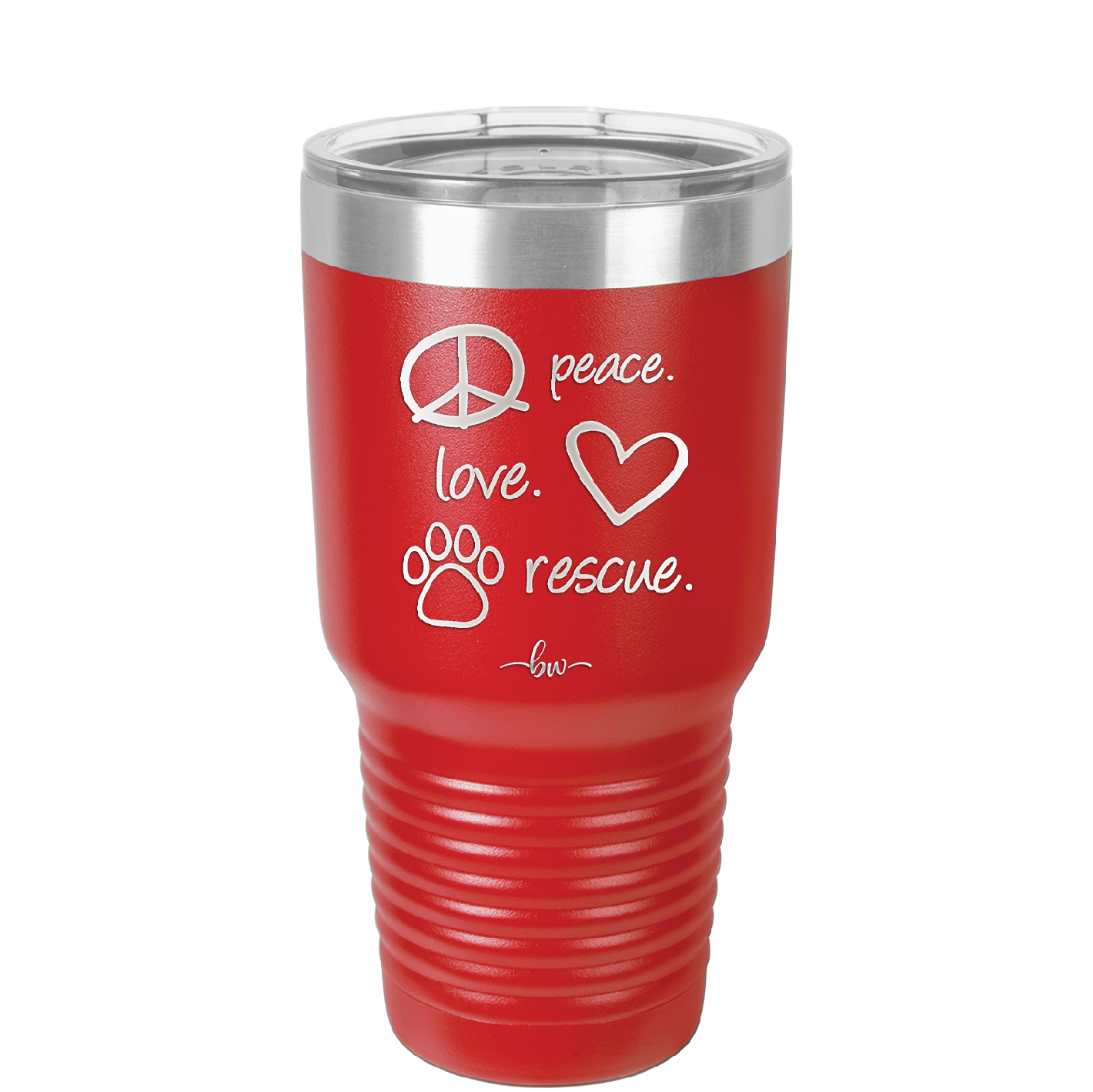Peace. Love. Rescue. - Laser Engraved Stainless Steel Drinkware - 1011 -