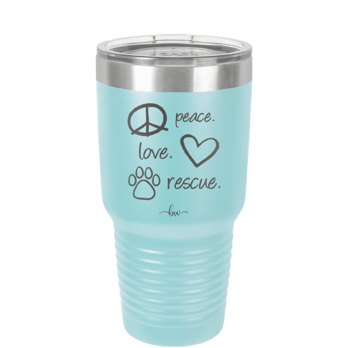Peace. Love. Rescue. - Laser Engraved Stainless Steel Drinkware - 1011 -