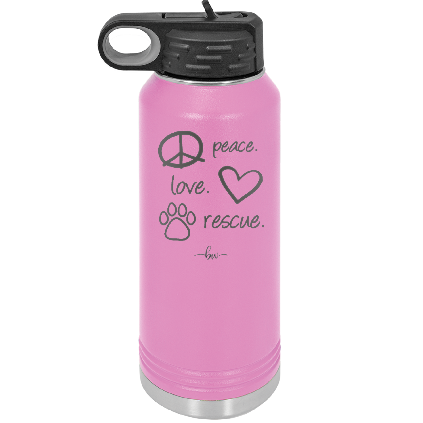 Peace. Love. Rescue. - Laser Engraved Stainless Steel Drinkware - 1011 -