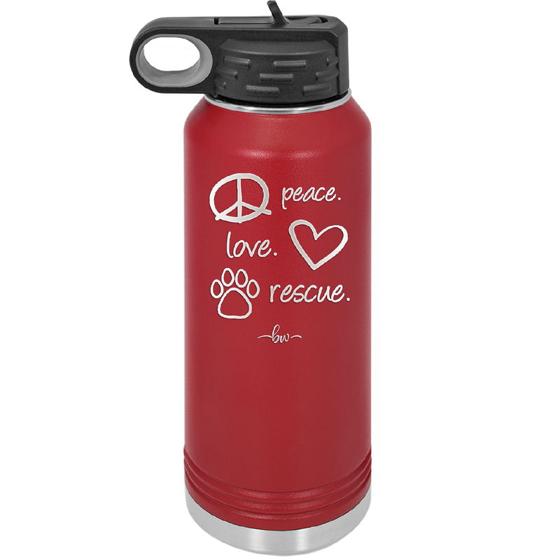 Peace. Love. Rescue. - Laser Engraved Stainless Steel Drinkware - 1011 -