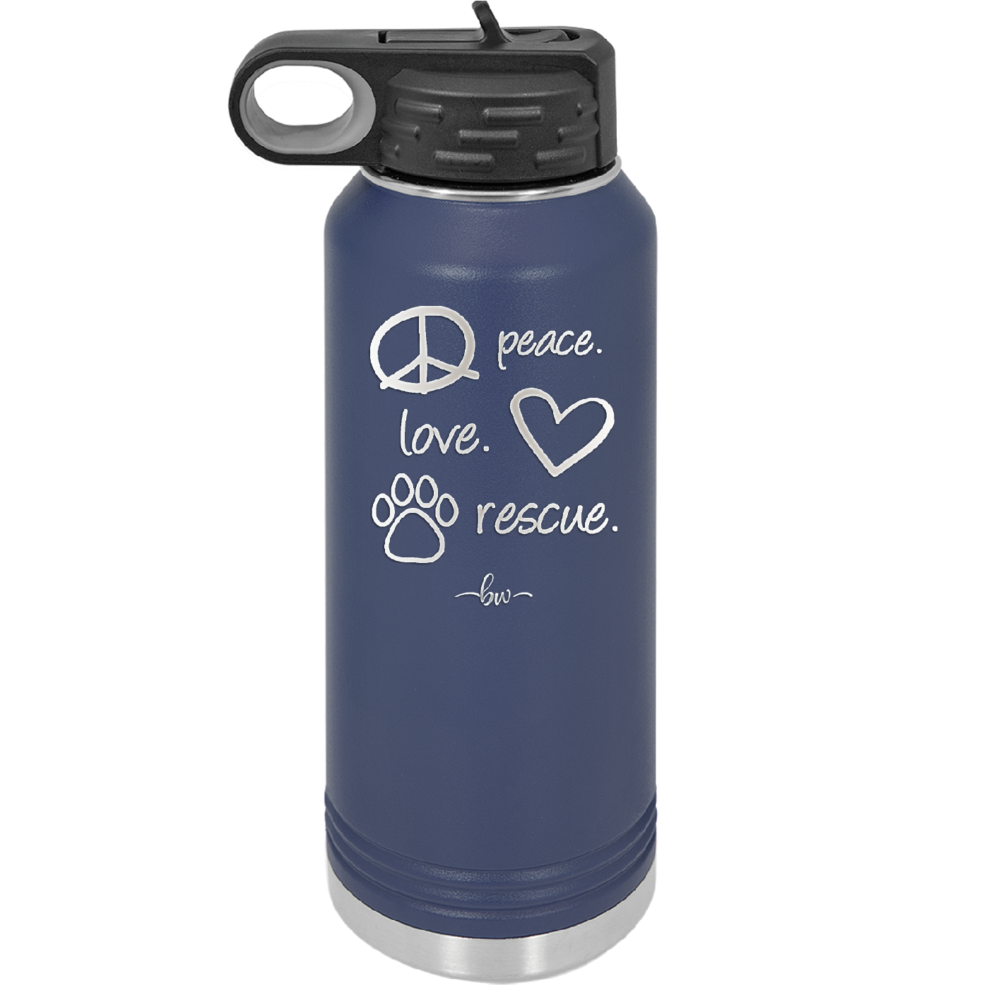 Peace. Love. Rescue. - Laser Engraved Stainless Steel Drinkware - 1011 -