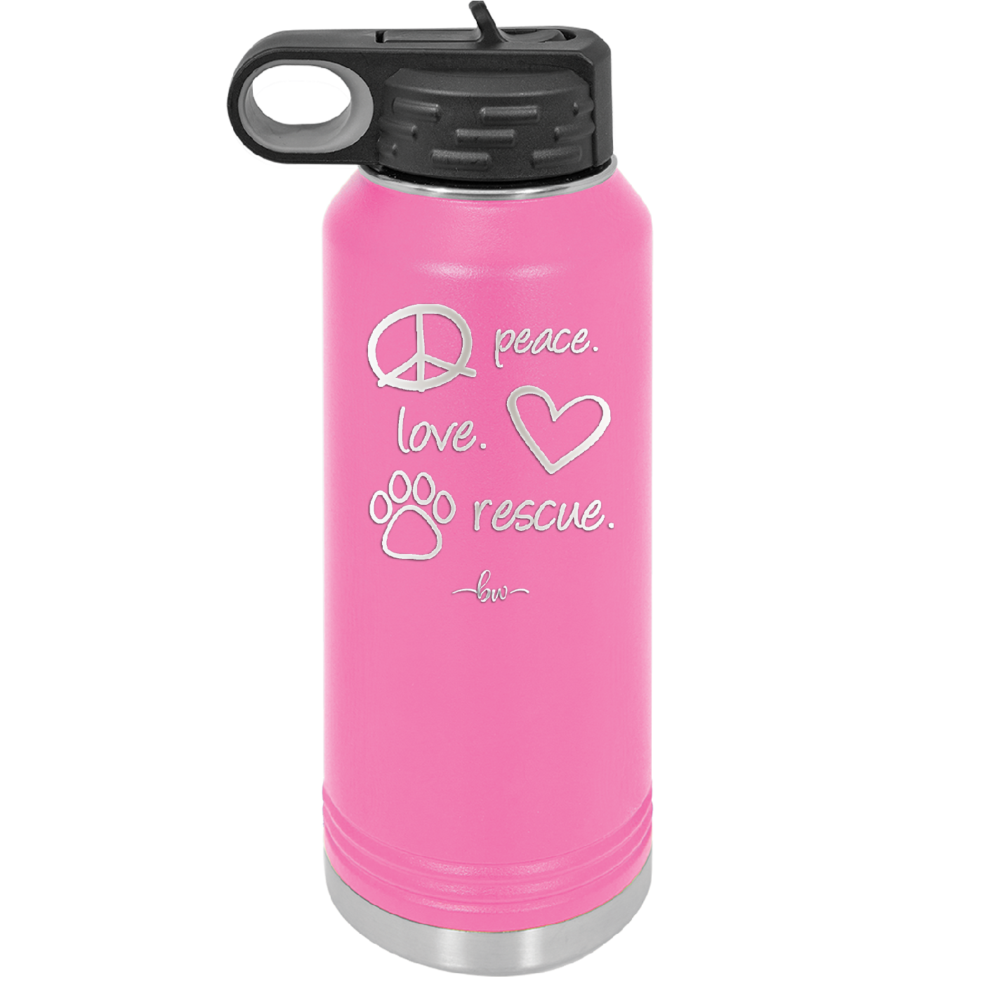 Peace. Love. Rescue. - Laser Engraved Stainless Steel Drinkware - 1011 -