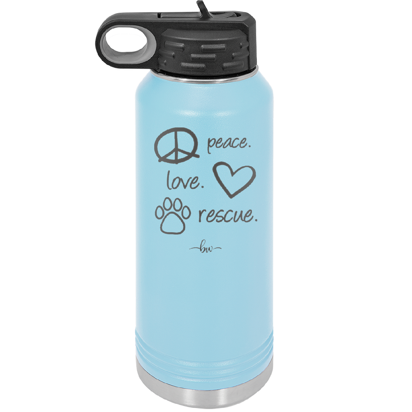 Peace. Love. Rescue. - Laser Engraved Stainless Steel Drinkware - 1011 -