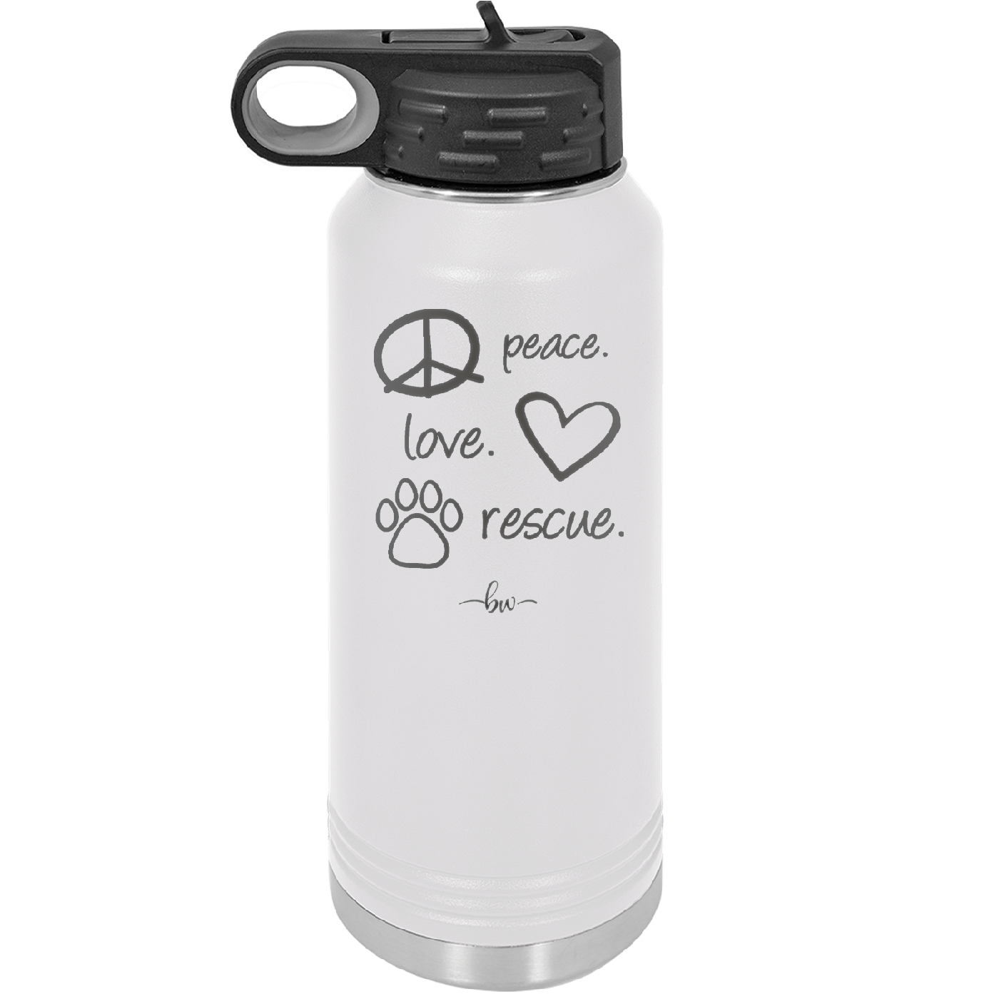 Peace. Love. Rescue. - Laser Engraved Stainless Steel Drinkware - 1011 -