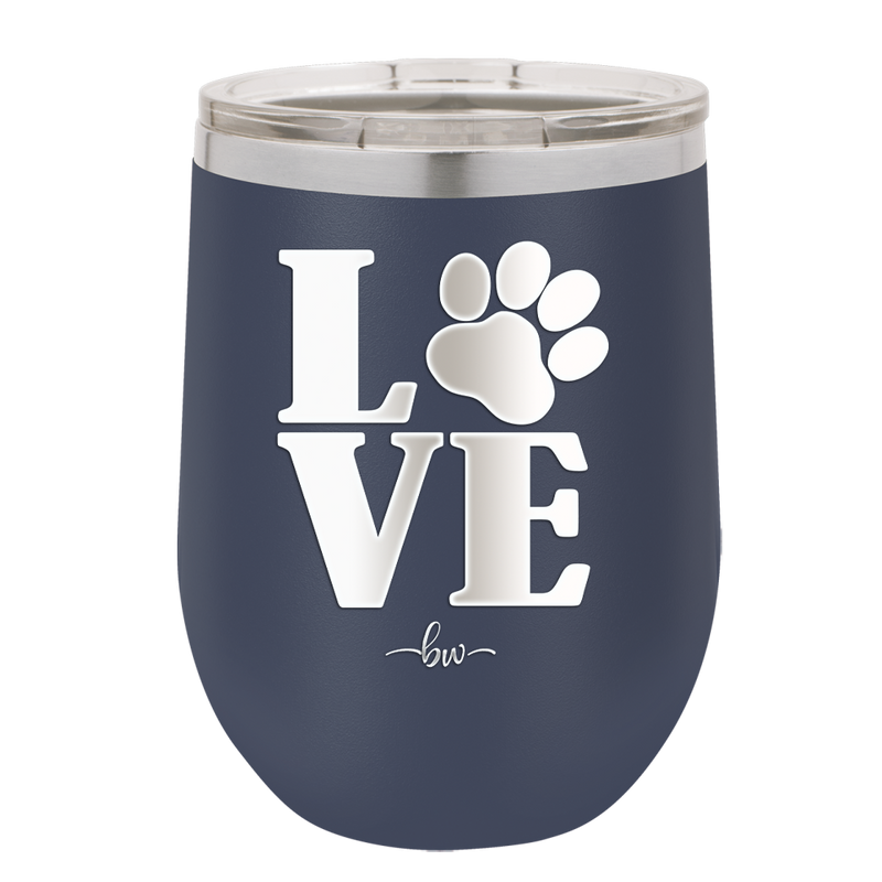 LOVE with Pawprint - Laser Engraved Stainless Steel Drinkware - 1018 -