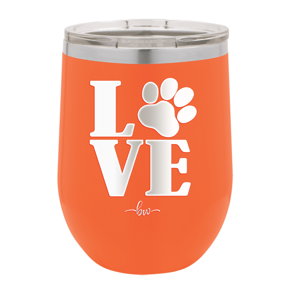 LOVE with Pawprint - Laser Engraved Stainless Steel Drinkware - 1018 -