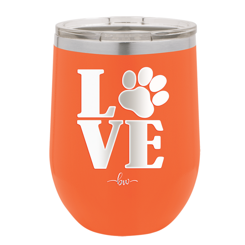 LOVE with Pawprint - Laser Engraved Stainless Steel Drinkware - 1018 -