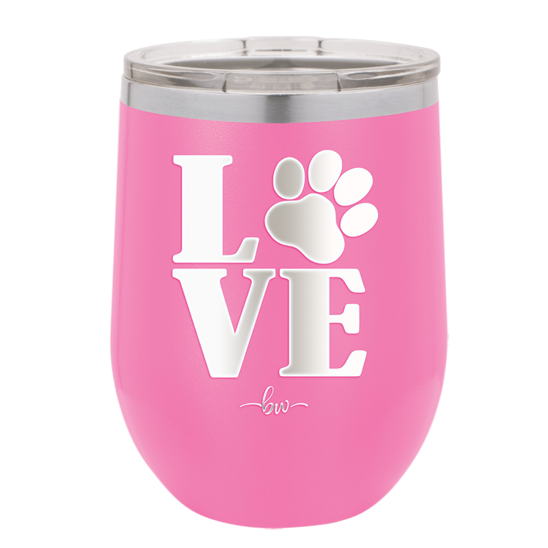LOVE with Pawprint - Laser Engraved Stainless Steel Drinkware - 1018 -
