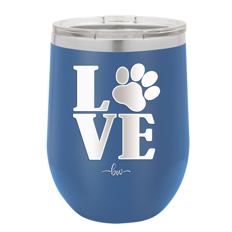 LOVE with Pawprint - Laser Engraved Stainless Steel Drinkware - 1018 -