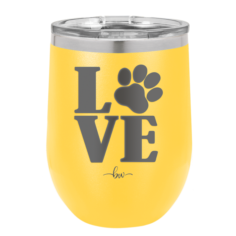 LOVE with Pawprint - Laser Engraved Stainless Steel Drinkware - 1018 -