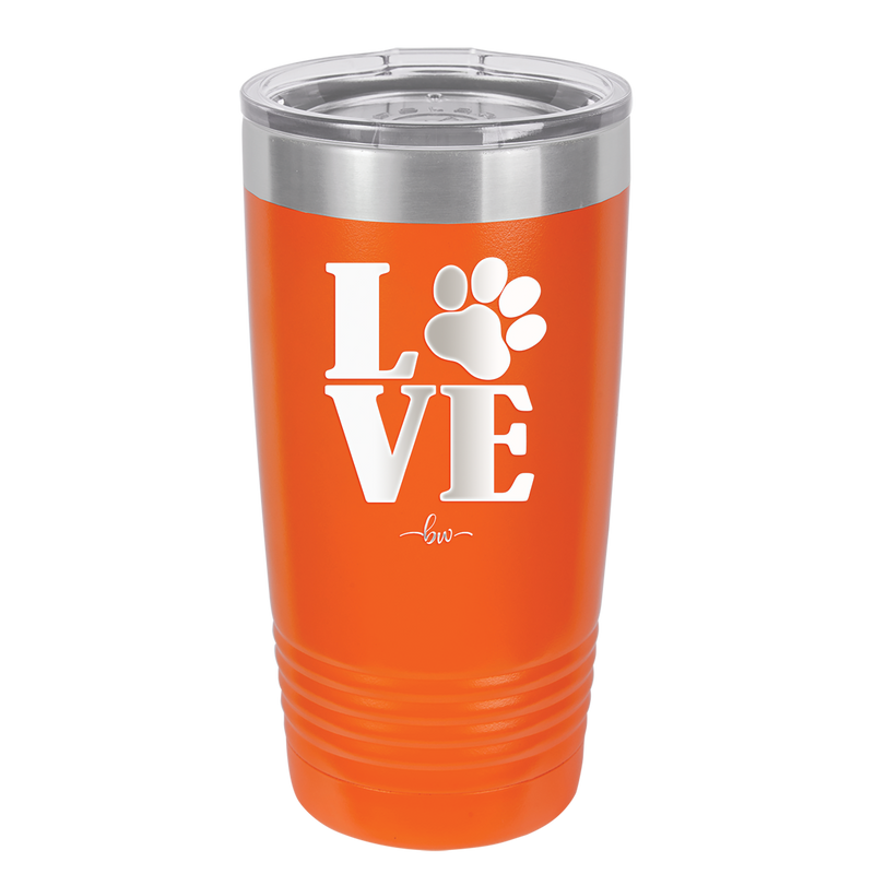 LOVE with Pawprint - Laser Engraved Stainless Steel Drinkware - 1018 -